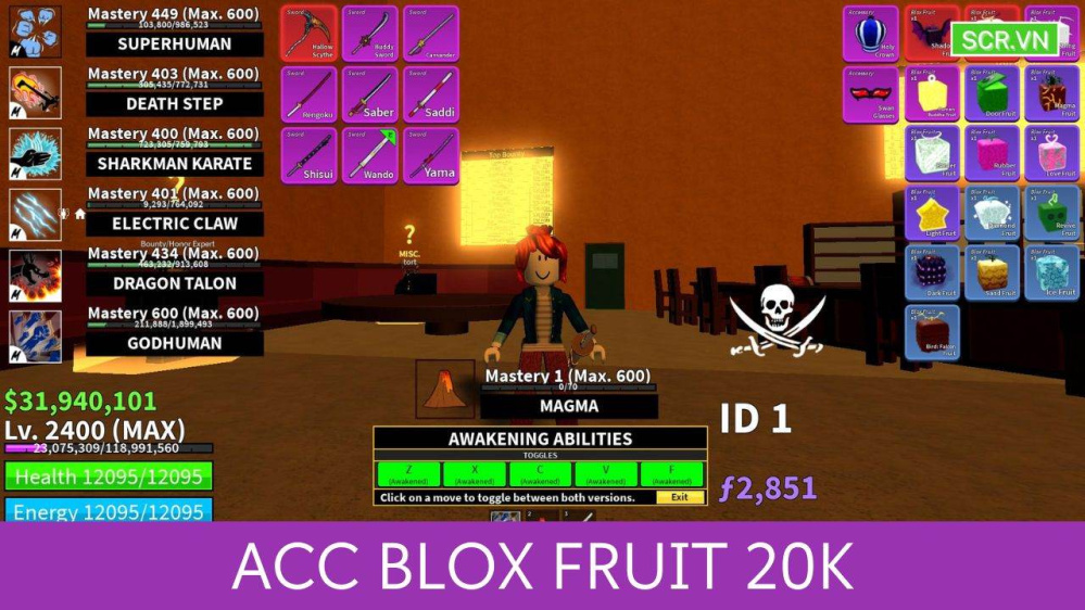 ACC Blox Fruit 20K Level Max, Mochi V2 Free 2024 (Shop Random 0Đ)