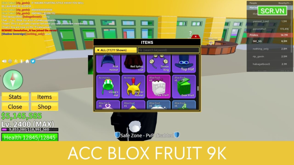 ACC Blox Fruit 9K Miễn Phí 2024, Shop Random Mua Bán Free