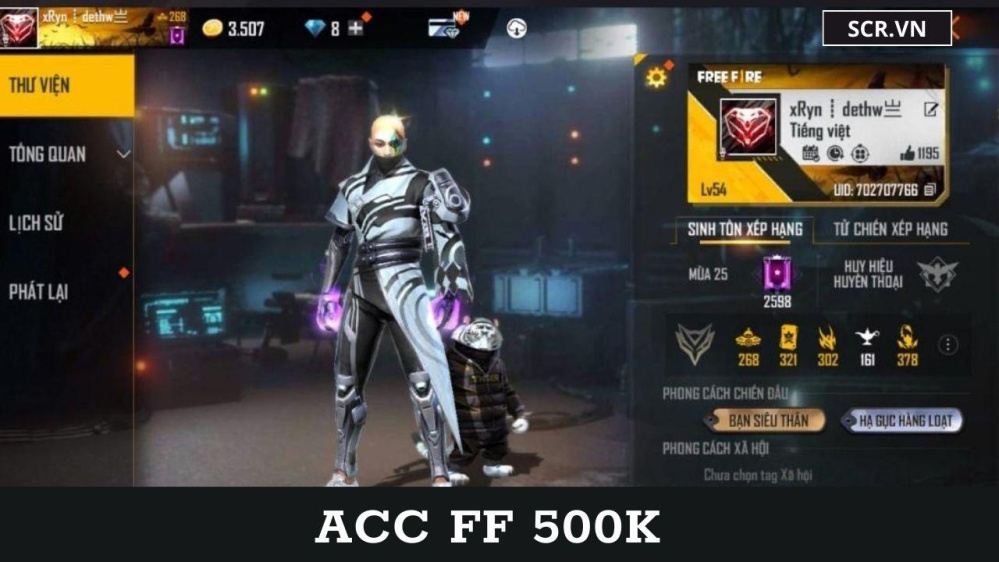 ACC FF 500K VIP Miễn Phí 2024, Shop Mua Bán Nick 0Đ