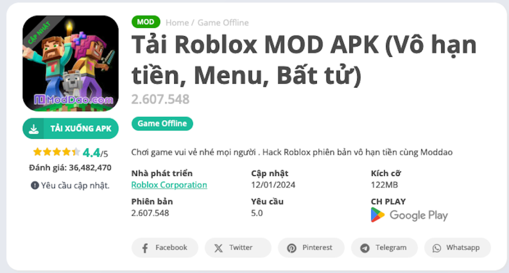 Hack Roblox 2.536.458 vô hạn tiền 2024 (Link tải + cách dùng)