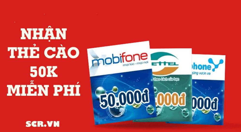 Thẻ Cào 50k Miễn Phí 2024 [Card ĐT 50k Viettel Vina Mobi Free]