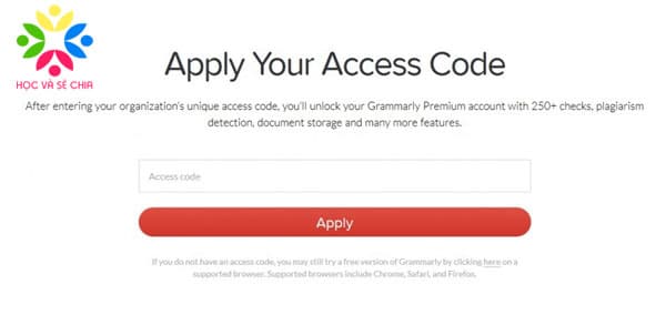 Access Code Grammarly