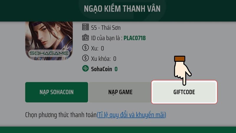 Bạn chọn giftcode