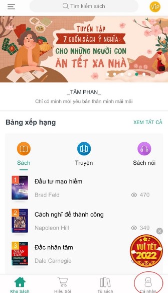 Chọn “cá nhân” ở góc dưới