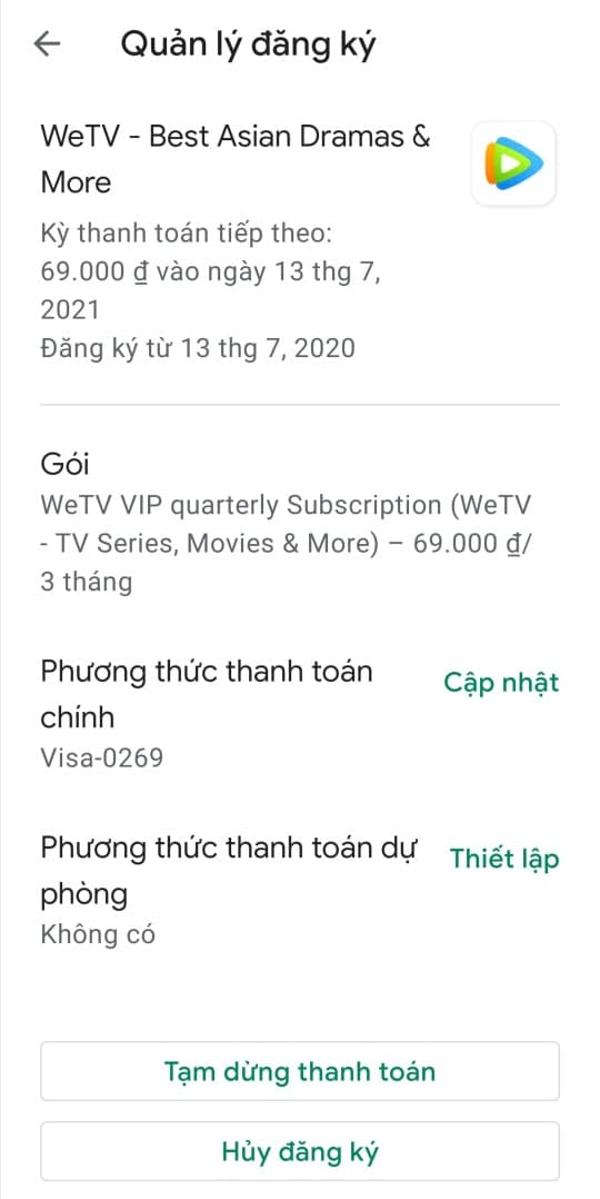 Chọn Hủy đăng ký