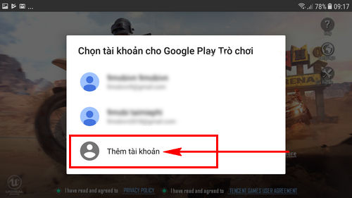 Chọn Thêm tài khoản