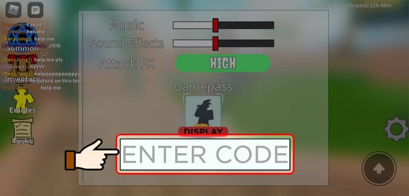 Click Enter Code