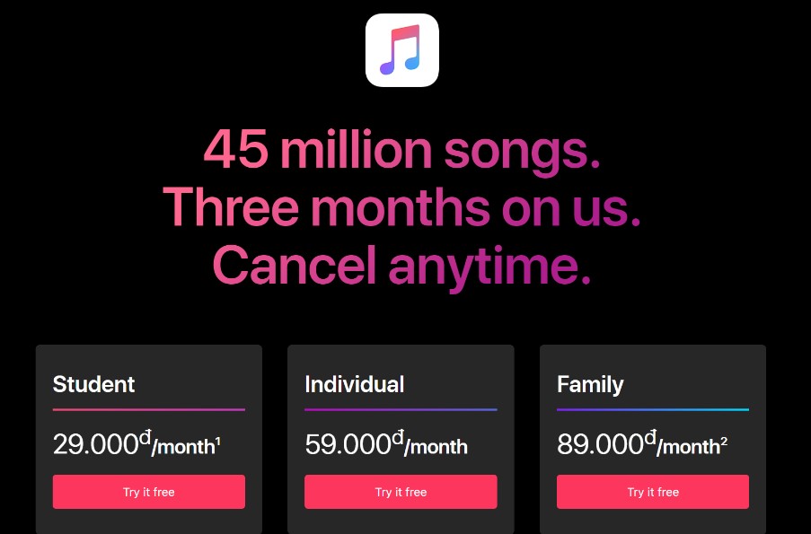 Giá Bán Cước Tài Khoản Apple Music