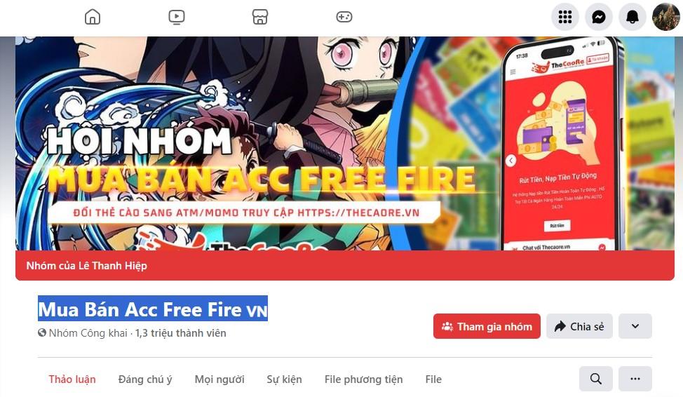 Group mua bán Acc Free Fire VN