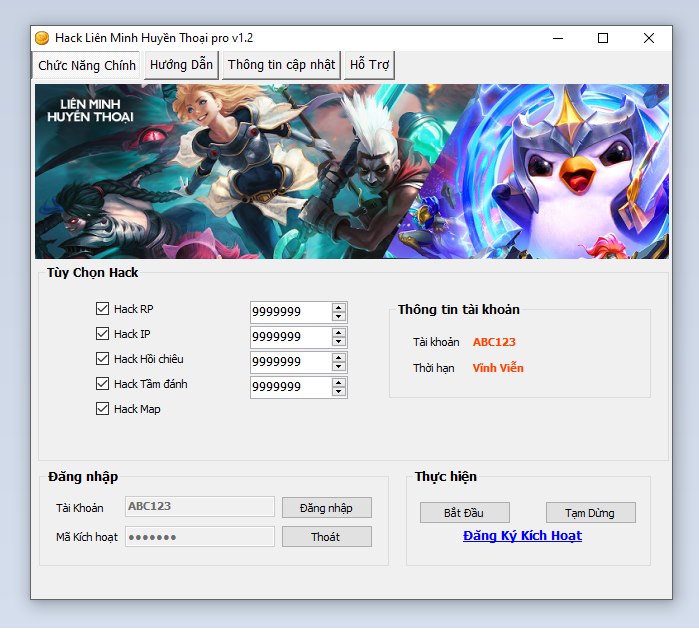 Hack Liên Minh Huyền Thoại Pro v1.2