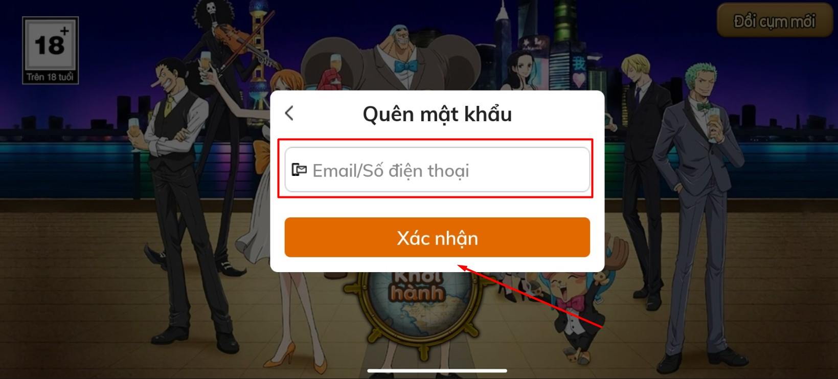 Nhập email đã đăng ký và nhấn Xác nhận