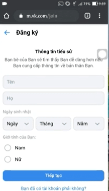 Nhập thông tin tiểu sử